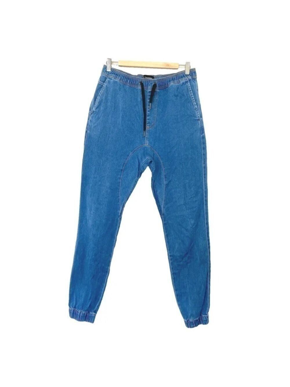 ZANEROBE Jogger Pants Denim Blue Size 32 Pull on Drawstring